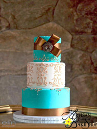 Teal and Gold Elegant Weddings Cake