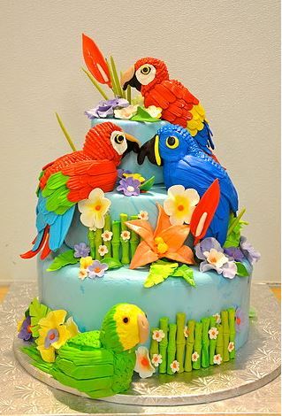 Tropical Bird Birthday Cake