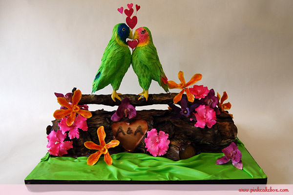 Tropical Bird Wedding Cake