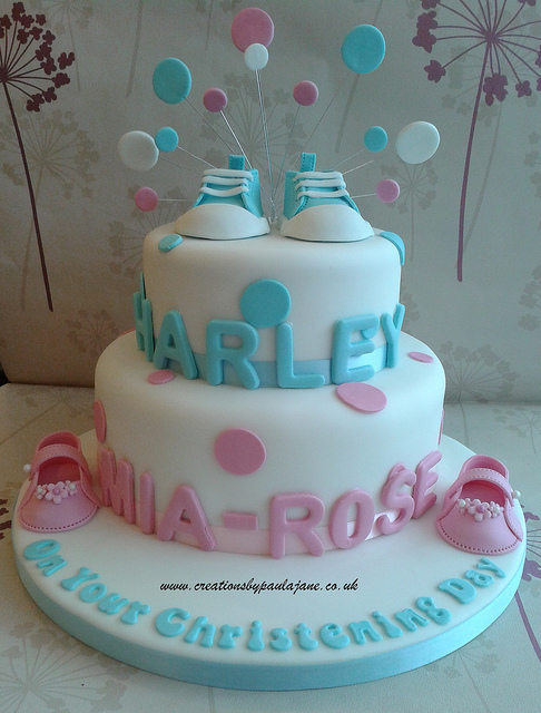 9 Photos of Twins Christening Cakes