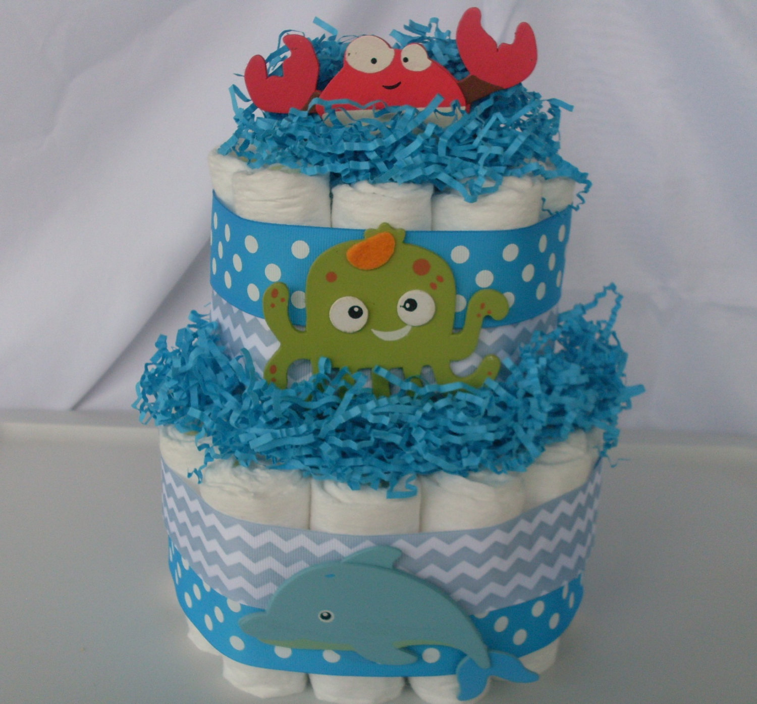 Under the Sea Baby Shower Diaper Cake Centerpieces Under the Sea Baby Shower Diaper Cake Centerpieces