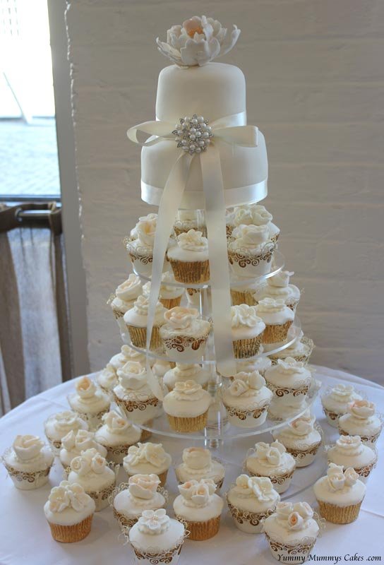 Wedding Cake and Cupcakes Wedding Cake and Cupcakes