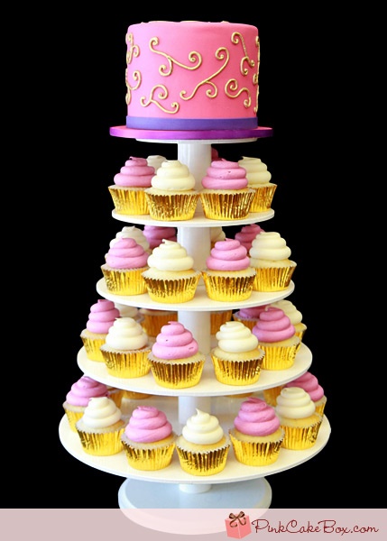 Wedding Cake with Cupcakes Wedding Cake with Cupcakes