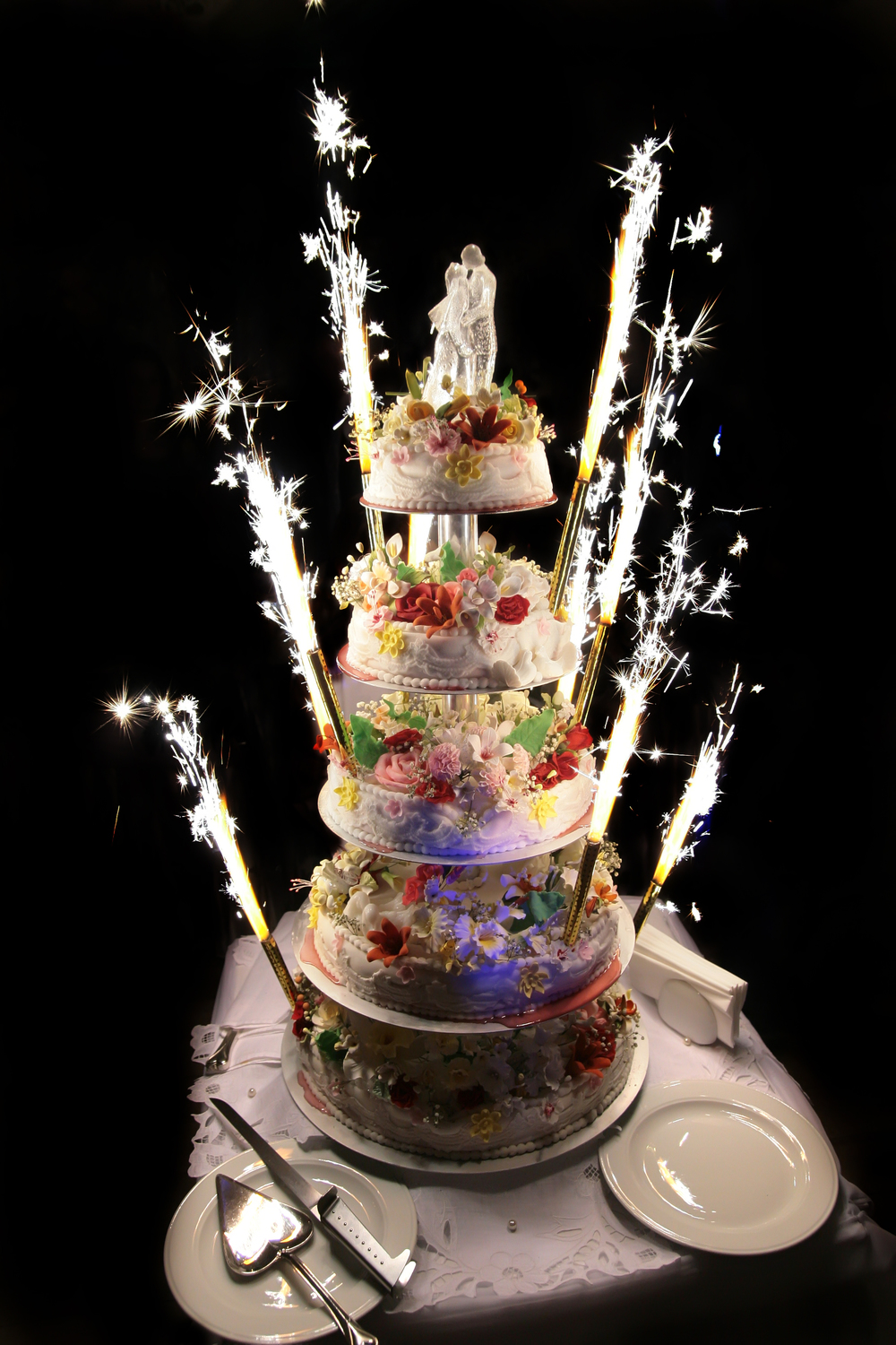 Wedding Cake with Fireworks