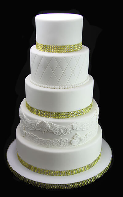 Wedding Cake with Lace and Ribbons
