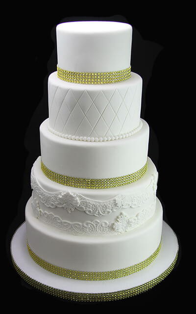 Wedding Cake with Lace and Ribbons Wedding Cake with Lace and Ribbons
