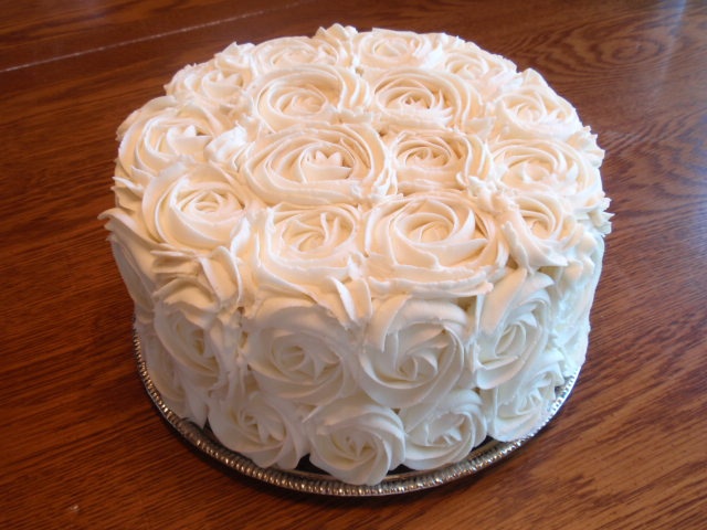 White Rosette Wedding Cake Simple