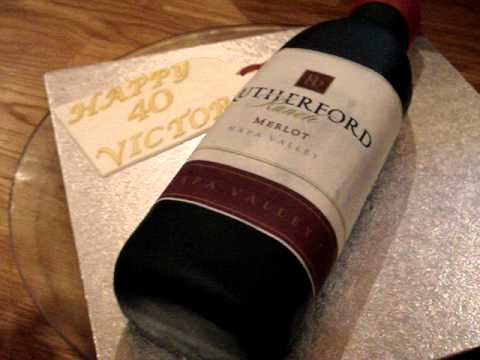 Wine Bottle Shaped Birthday Cake