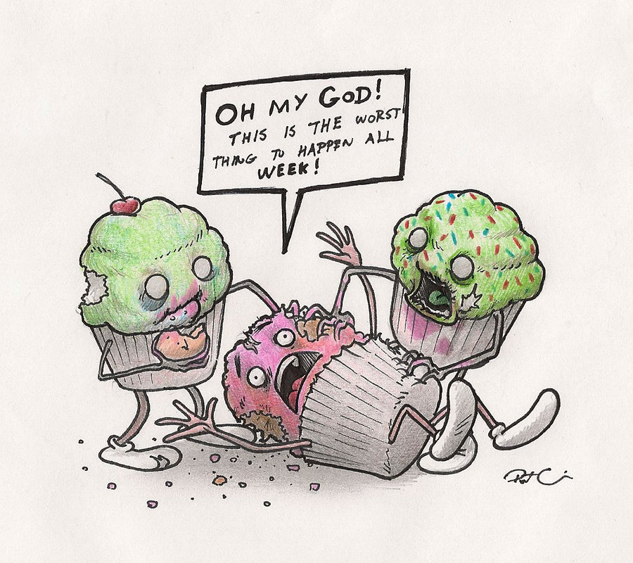 Zombie Cupcake Cartoon