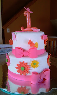 Birthday Cake with Flowers and Butterflies