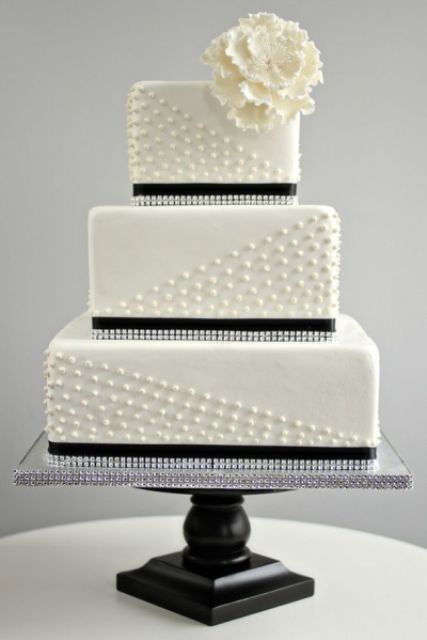 Black and White Square Wedding Cake Black and White Square Wedding Cake