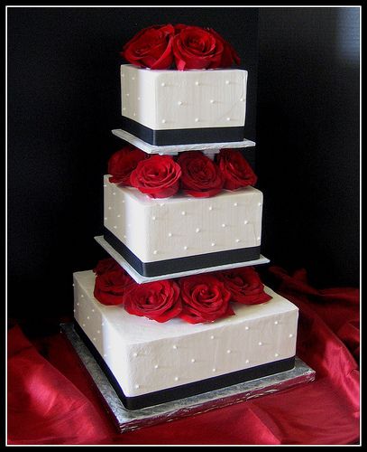 Black and White Square Wedding Cake