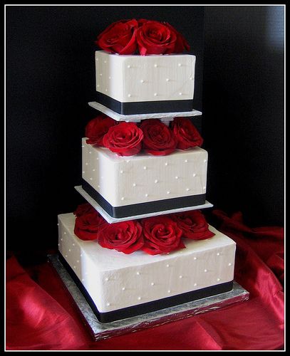 Black and White Square Wedding Cake Black and White Square Wedding Cake