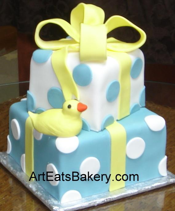 Blue and Yellow Baby Shower Cake