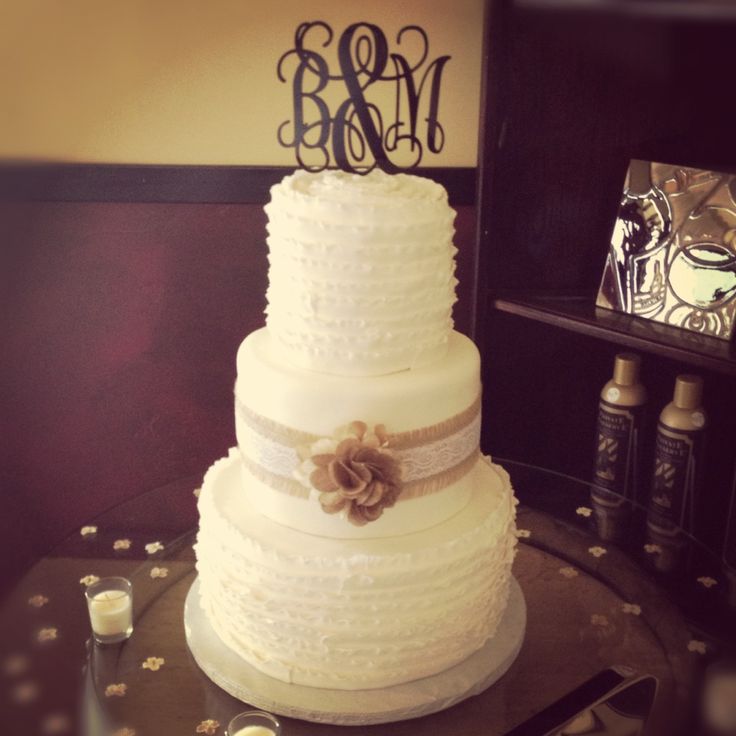 Burlap and Lace Country Wedding Cake Burlap and Lace Country Wedding Cake