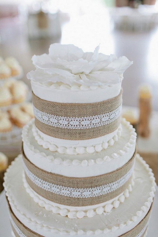 Burlap and Lace Wedding Cake Ideas Burlap and Lace Wedding Cake Ideas