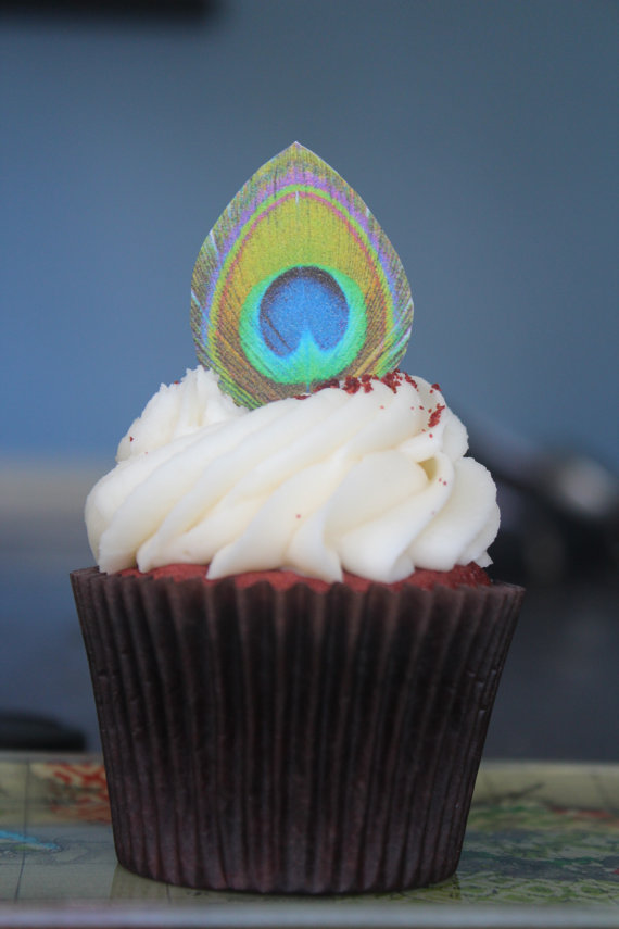 Cake with Edible Peacock Feathers