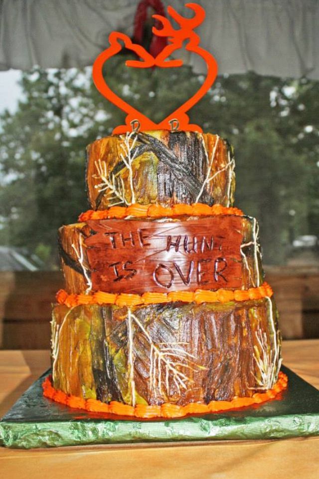 Camo and Orange Wedding Cake Camo and Orange Wedding Cake