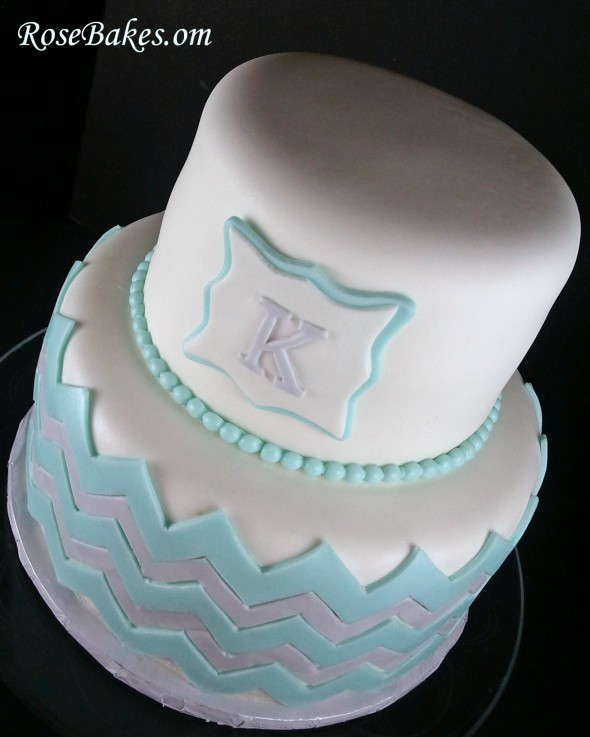 Chevron Baby Shower Cake with Monogram