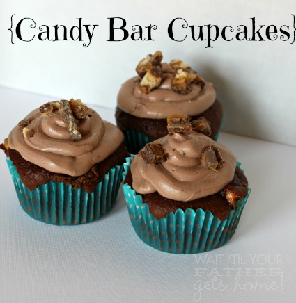 Cupcakes with Candy Bars Inside Cupcakes with Candy Bars Inside