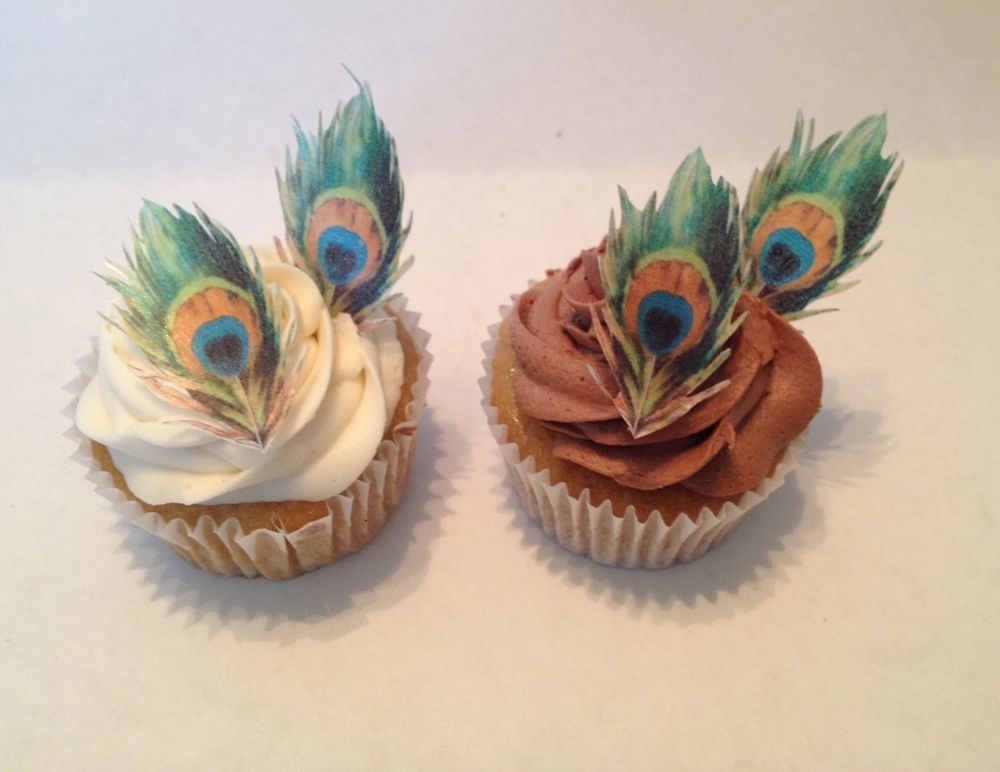 Edible Peacock Feather Cupcakes