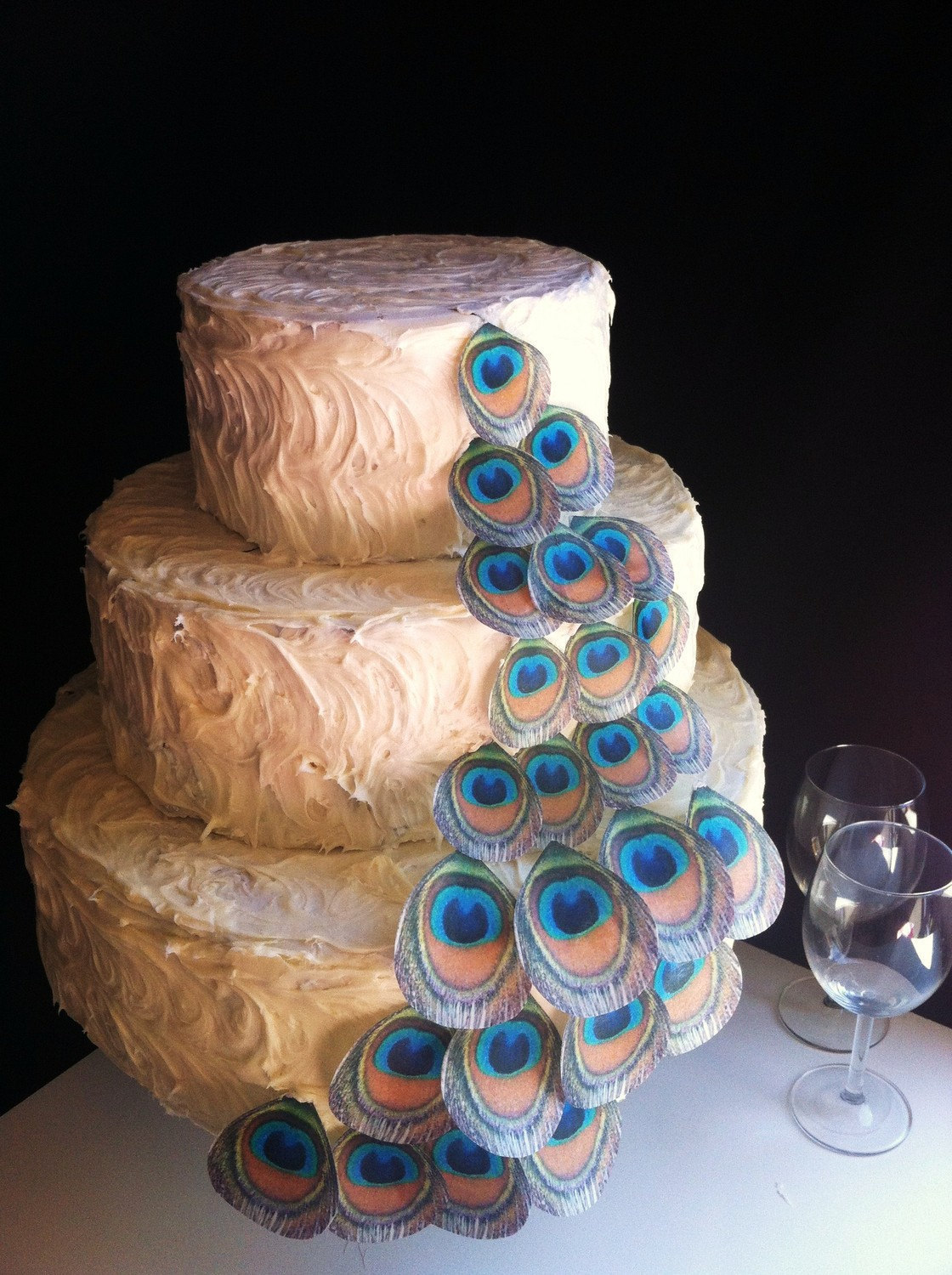 Edible Peacock Feather Wedding Cake