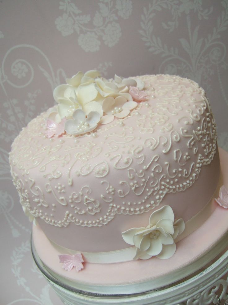 Elegant Lace Birthday Cake