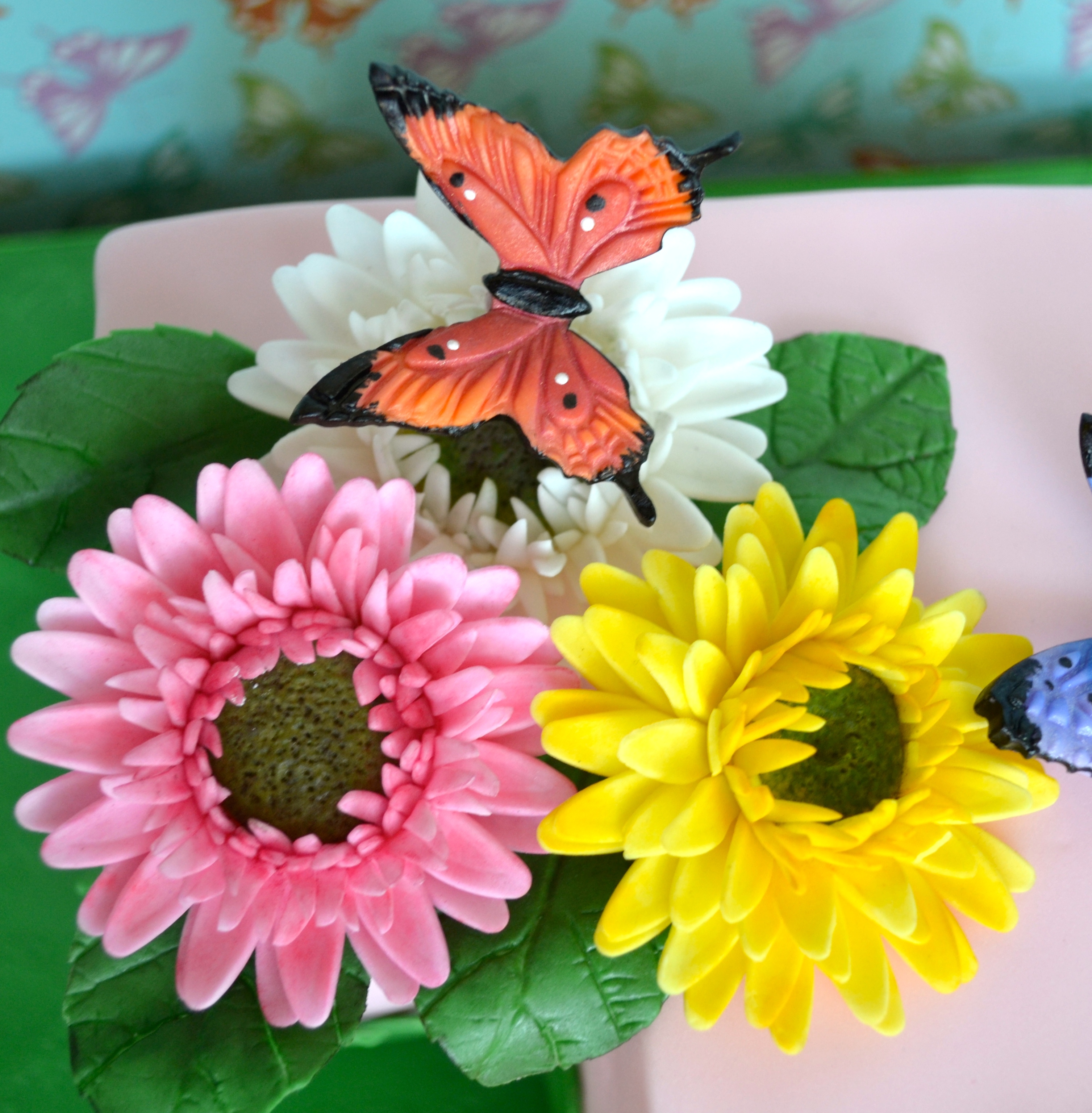 Gerber Daisies and Butterflies