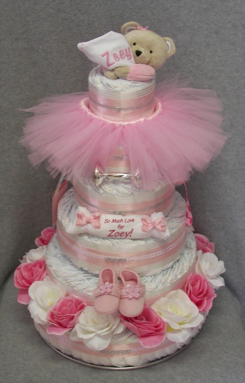 Girl Baby Shower Diaper Cake Ideas