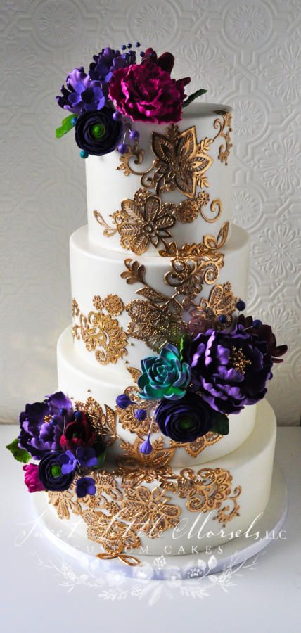 Gold Lace Wedding Cake