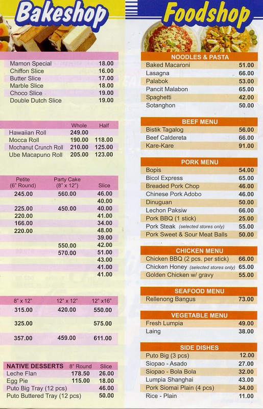 Goldilocks Cakes Price List