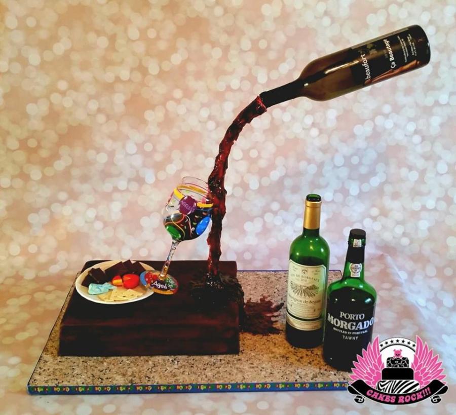 Gravity-Defying Wine Bottle Cake