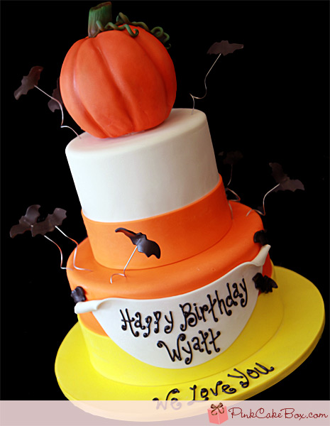 Halloween Candy Corn Birthday Cake