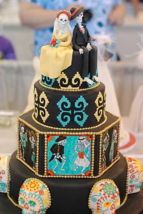 Halloween Day of the Dead Wedding Cake