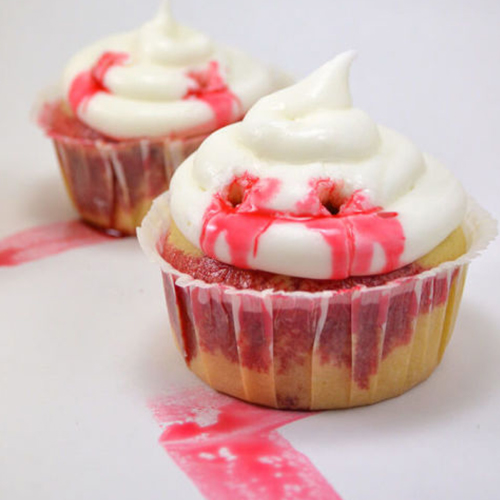 Halloween Vampire Bite Cupcakes