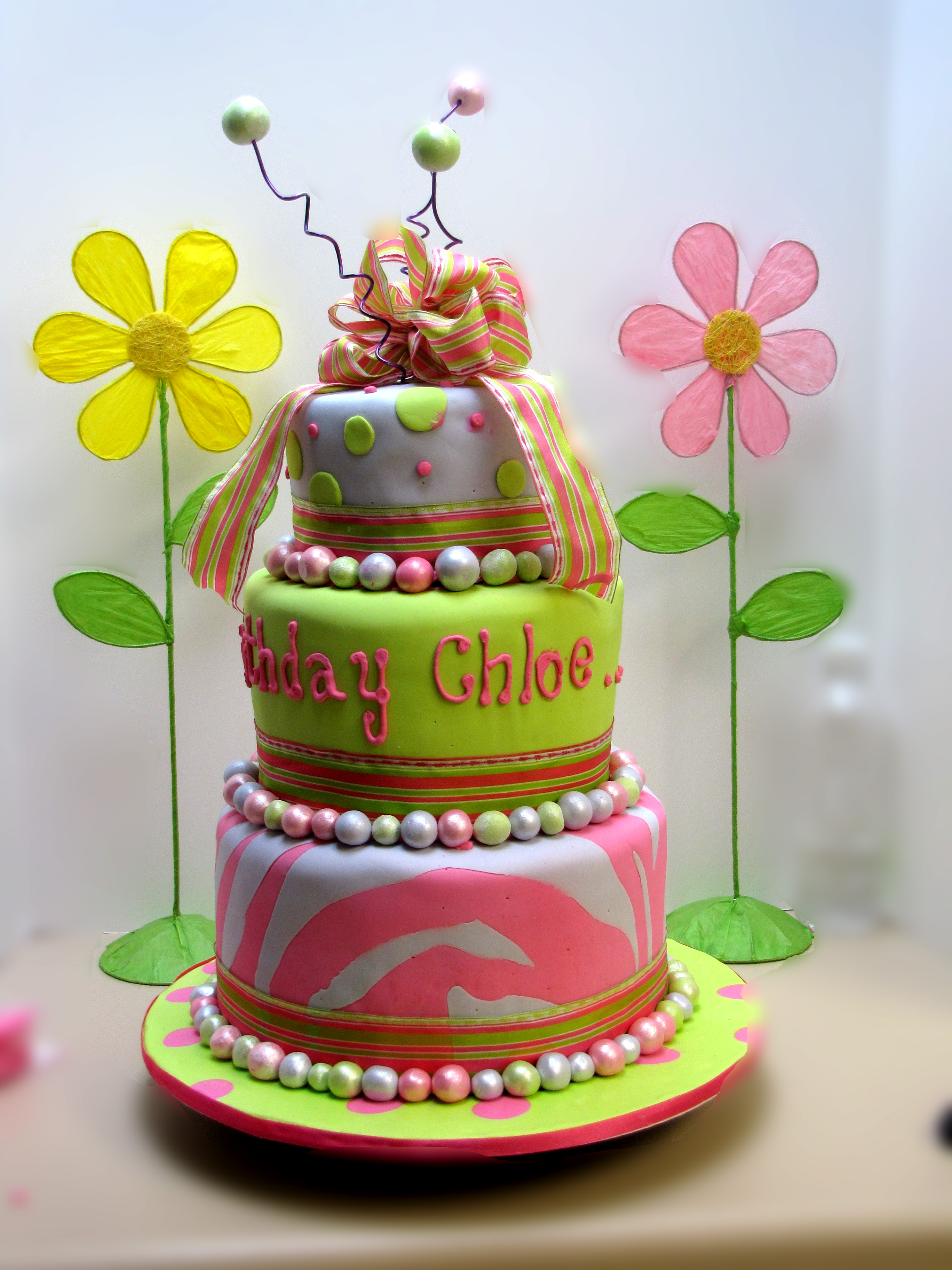 Hot Pink and Lime Green Birthday Cake Hot Pink and Lime Green Birthday Cake