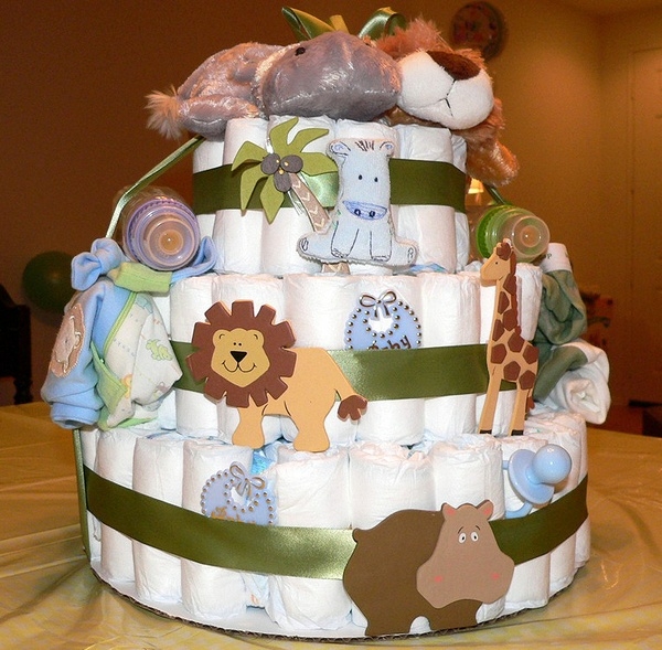 Jungle Theme Baby Shower Diaper Cake