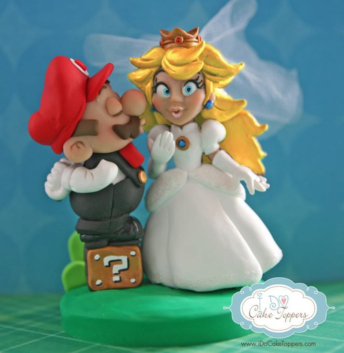 Mario and Peach Wedding Cake Topper