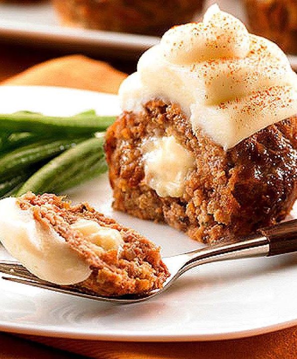 Meatloaf Cupcakes with Mashed Potatoes