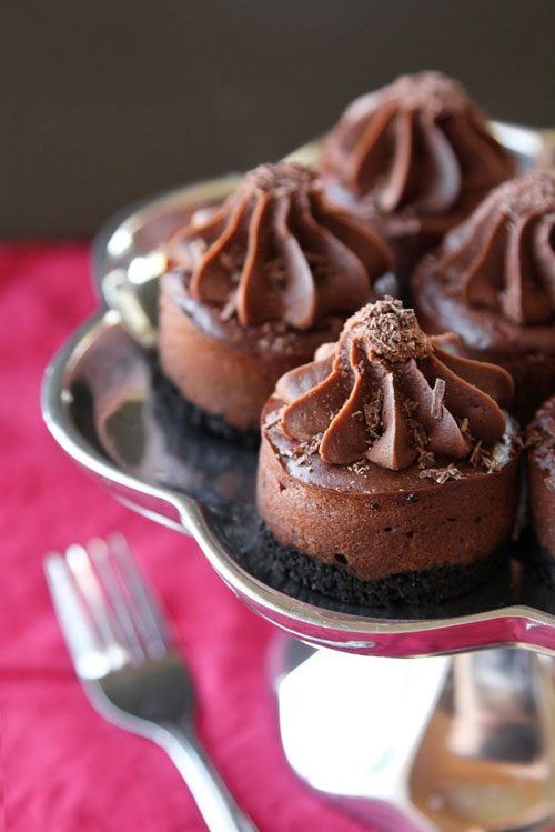 Mini Raspberry Chocolate Cheesecakes