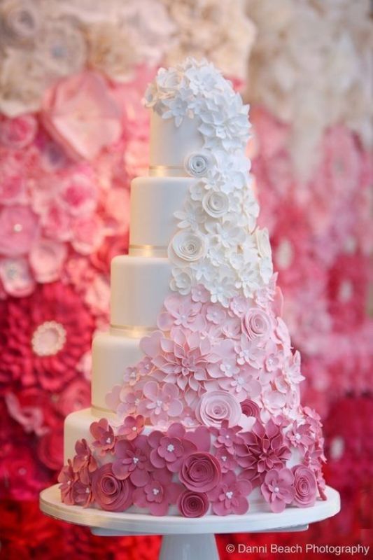 Ombre Flower Wedding Cake Ombre Flower Wedding Cake