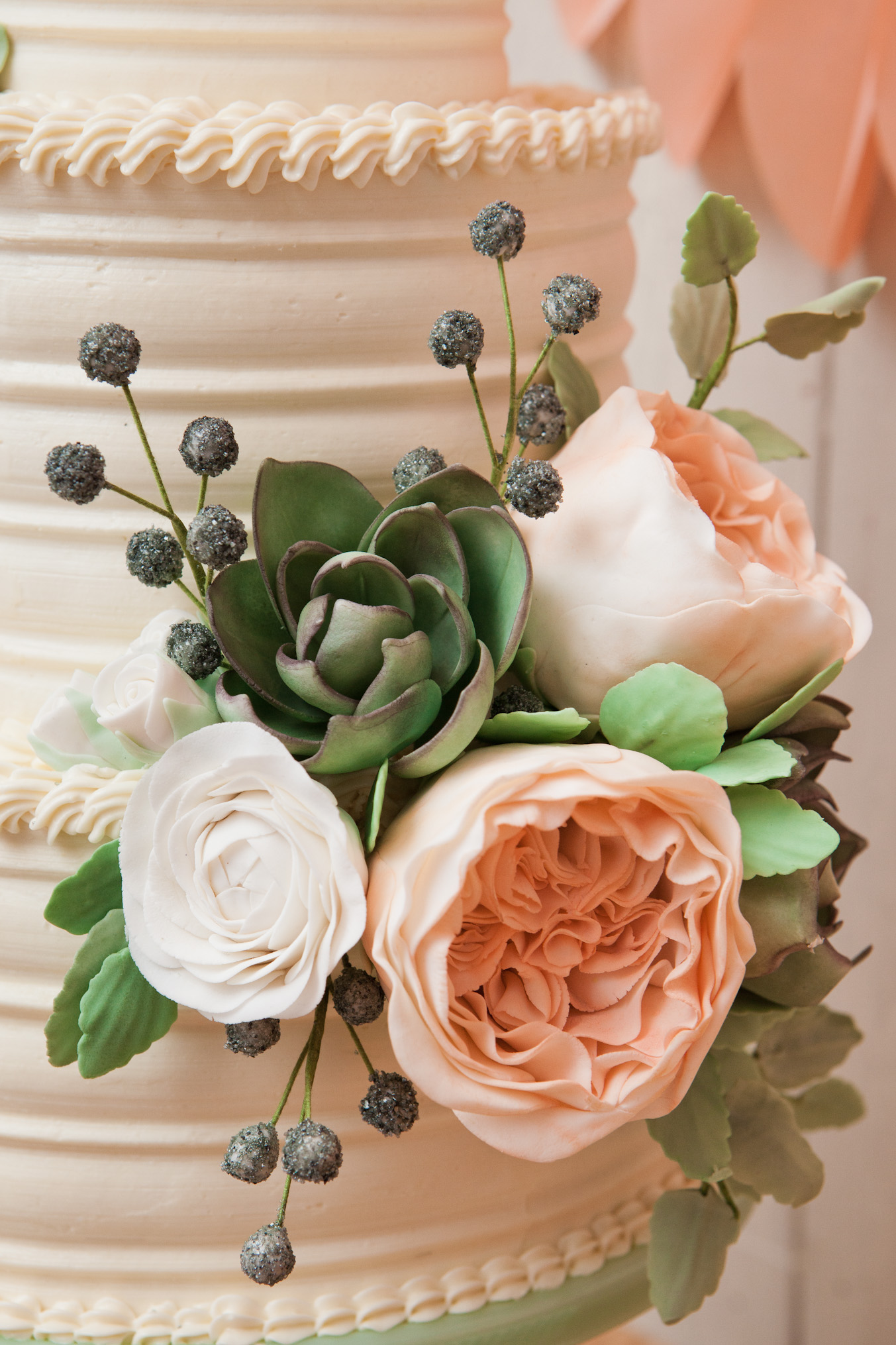 Peach and Mint Green Wedding Cake