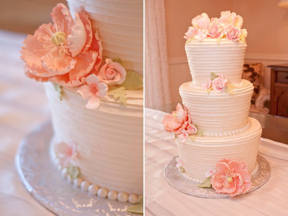 Peach and White Wedding Cake