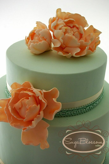 Peach Peony and Mint Cake