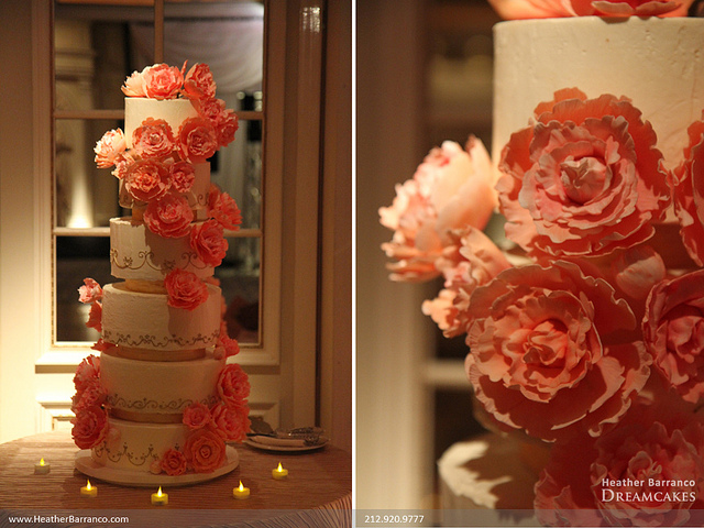 Peach Peony Wedding Cake