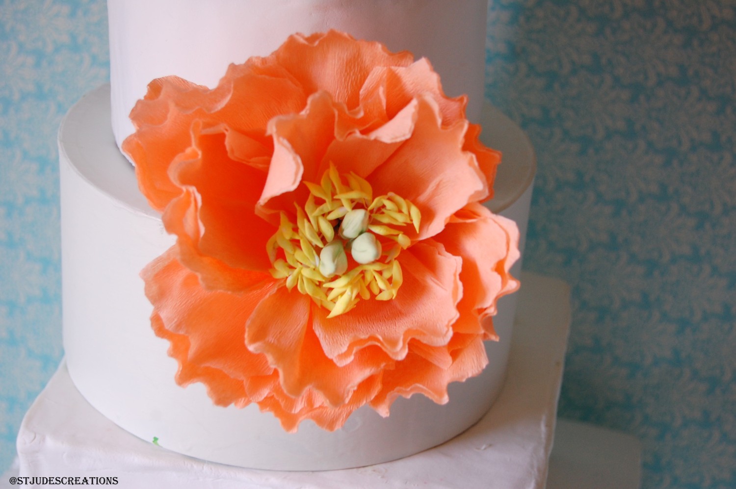 Peach Wedding Cake with Peonies