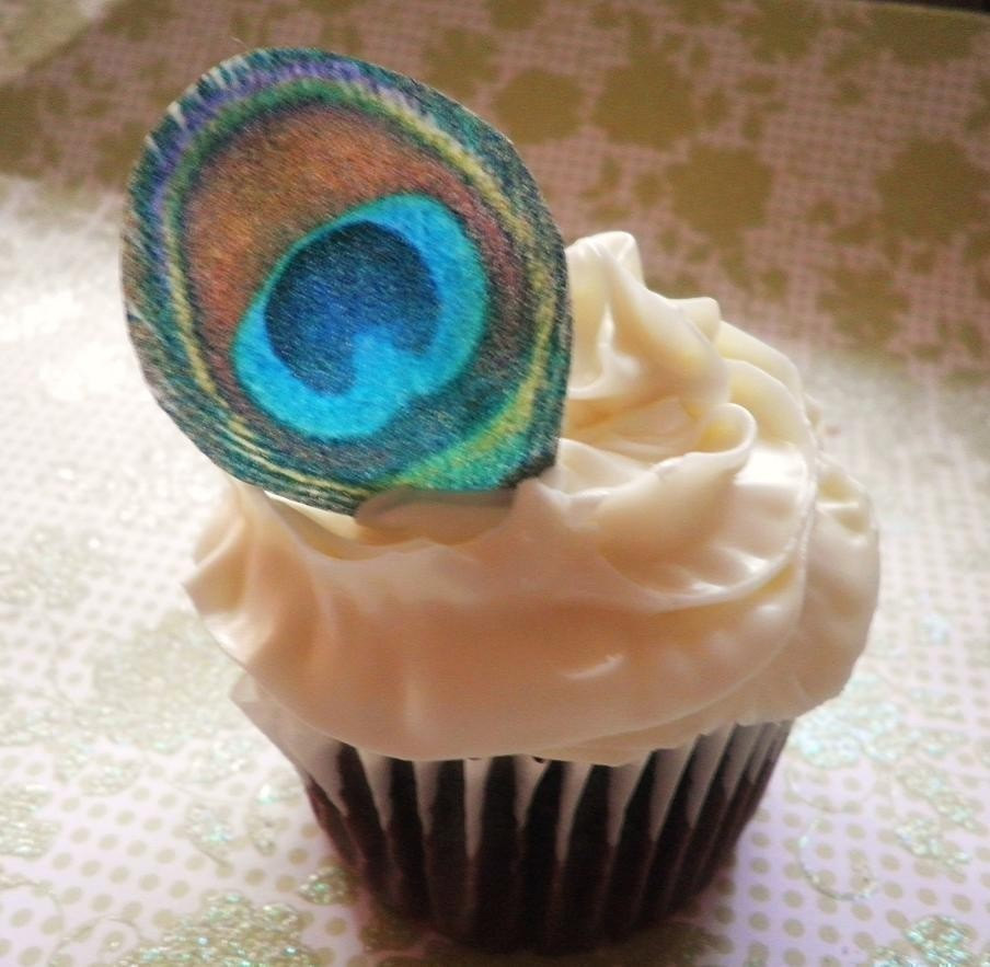 Peacock Feather Cupcake Toppers Edible