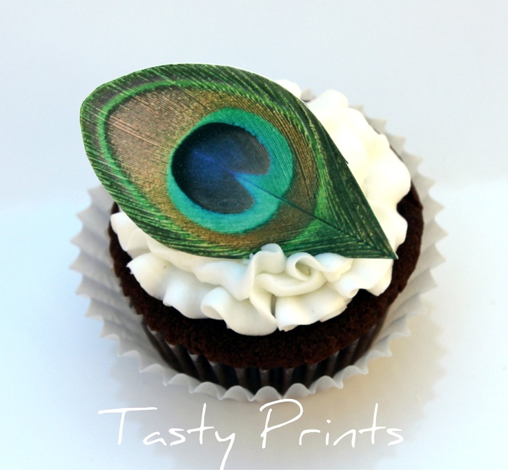 Peacock Feather Cupcake Toppers Edible