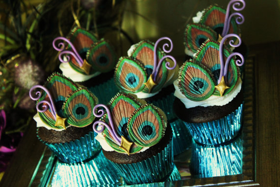 Peacock Feather Cupcake Toppers