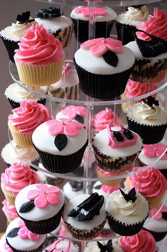 Pink and Black Cupcakes